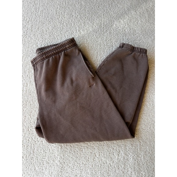 Aritzia TNA Women's Sweatfleece Cozy Fleece Boyfriend Sweatpants Brown Size L - Picture 2 of 11
